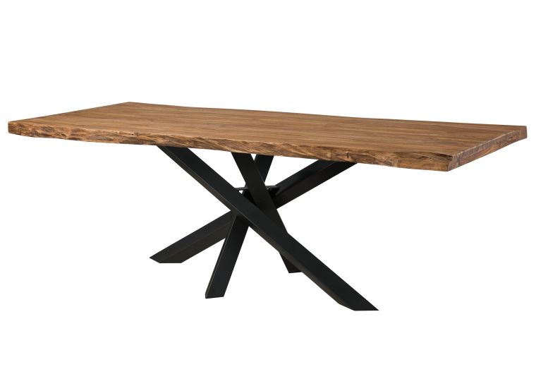 Tavolo da pranzo in legno di sheesham - decapato naturale / gambe mikado antracite matt 180x90x79