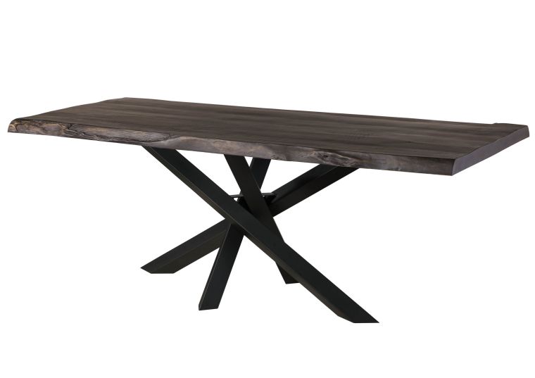 Tavolo da pranzo in legno di mango - laccato grigio / gambe mikado antracite matt 180x90x79