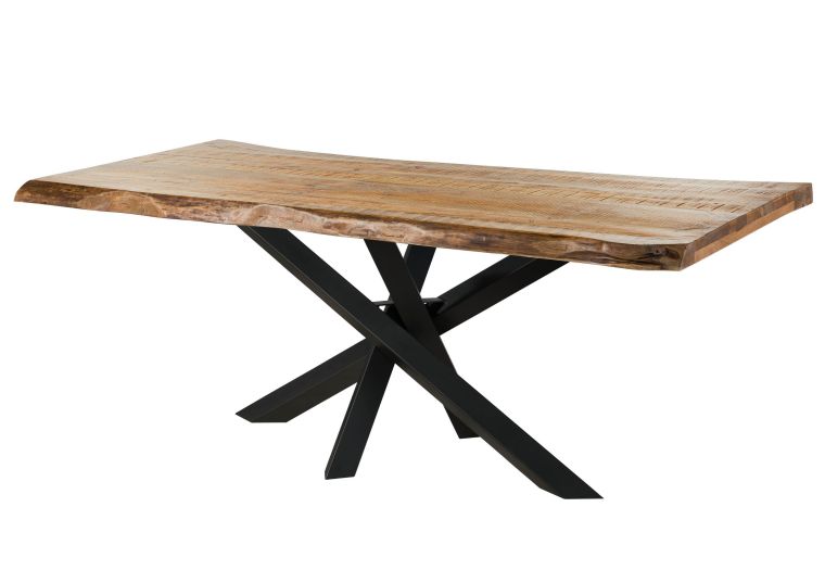 Tavolo da pranzo in legno di mango - laccato naturale / gambe mikado antracite matt 180x90x79