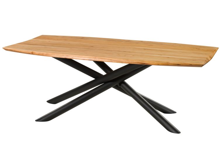 Tavolo da pranzo in legno di Acacia 240x100x77 Laccato naturale gambe mikado rotonde