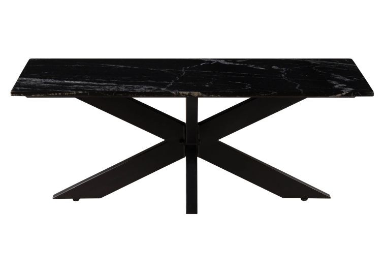 Tavolino da salotto in marmo nero - gambe incrociate in ferro nero 120x60 BARCELONA #414