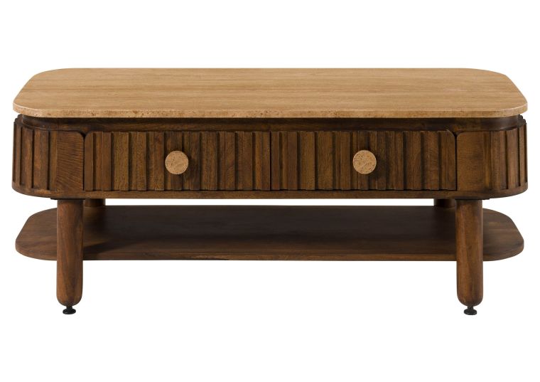 Tavolino da salotto in legno di mango 120x50x45 oliato marrone KYOTO #117