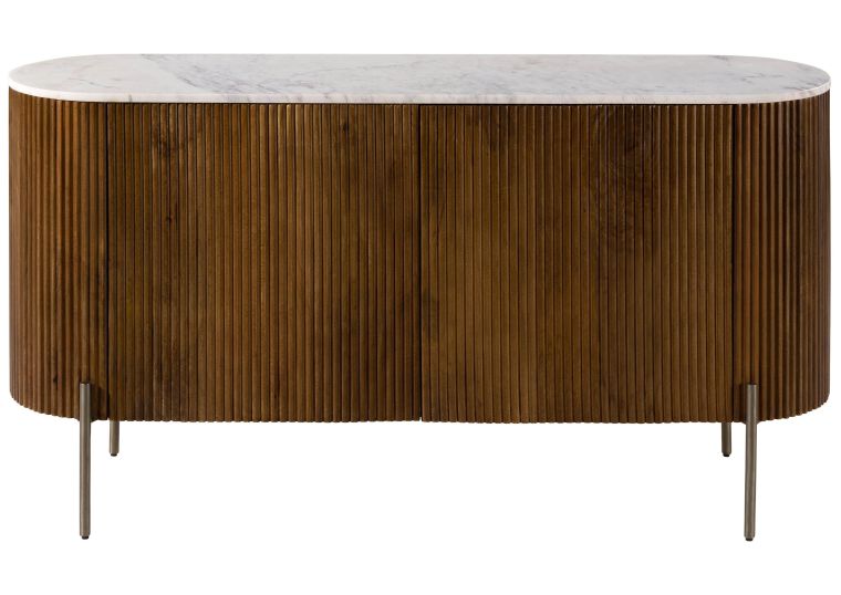 Credenza in legno di Mango 145x40x76 Laccato marrone - marmo bianco BARCELONA #203