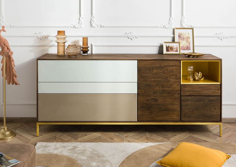 CHICAGO #105 Credenza in legno di mango - oliato / marrone 200x45x85