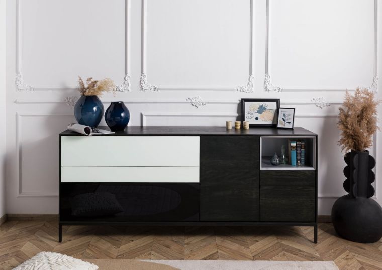 CHICAGO #205 Credenza in legno di mango - oliato / antracite 200x45x85