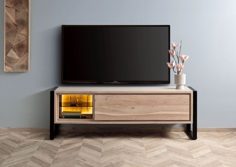 Mobile Tv in legno di acacia / legno riciclato 180x40x60 laccato naturale DENVER #115