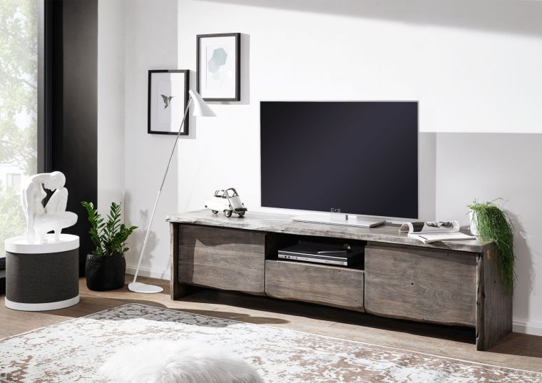 mobile TV in legno di Acacia 191x45x50 grigio scuro laccato PURE ACACIA #902