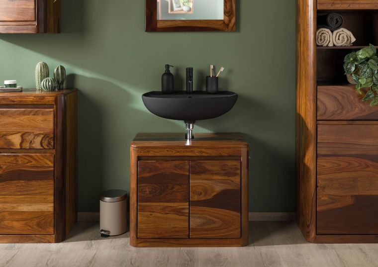 Mobile lavabo in legno di palissandro 70x40x60 laccato noce TORONTO #316