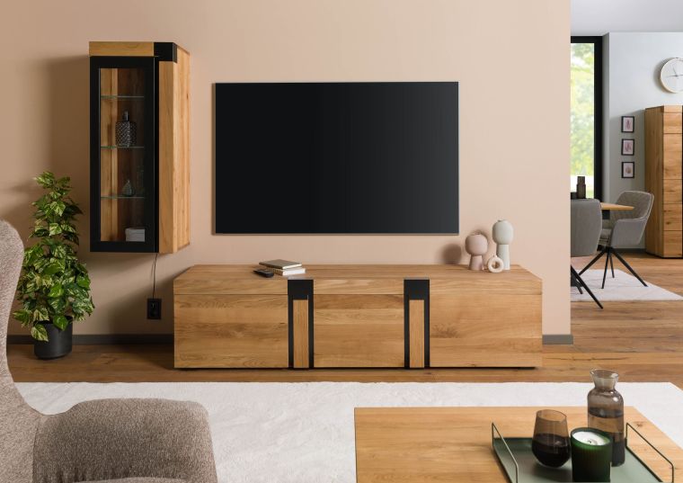 Mobile TV in legno di Quercia selvatica 200x48x50 878 oliato / naturale ROTTERDAM #121