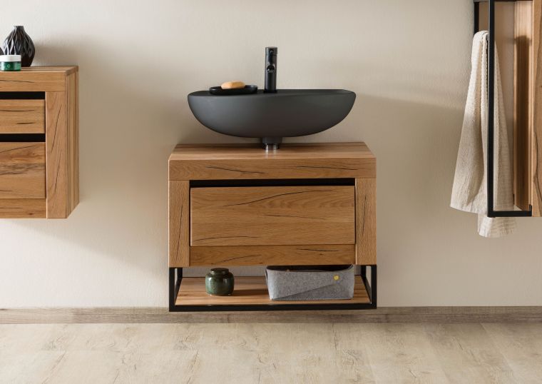 Mobile lavabo in legno di rovere 70x50x52 oliato - natur MONTREUX #51