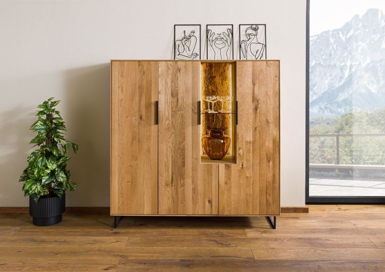 Credenza in legno di quercia selvatica 142x43x145 oliato naturale LINDAU #17