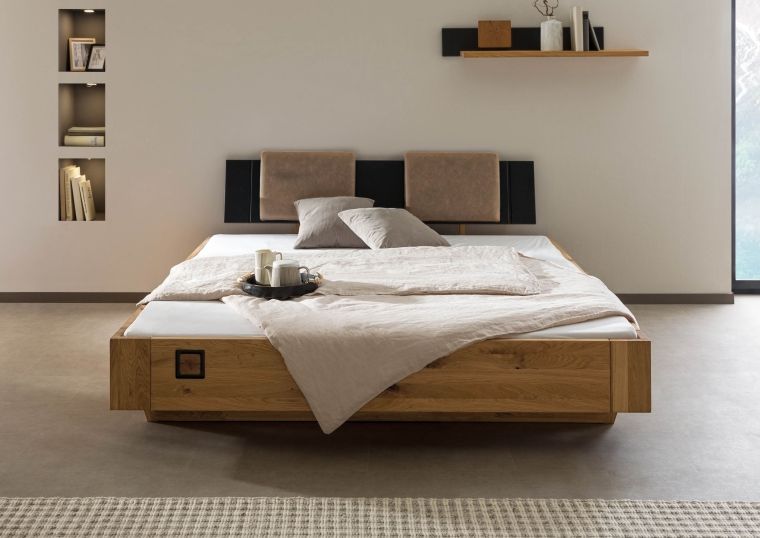 Letto in legno di Quercia selvatica oliato / laccato naturale KITZBÜHEL Diverse misure e accessori