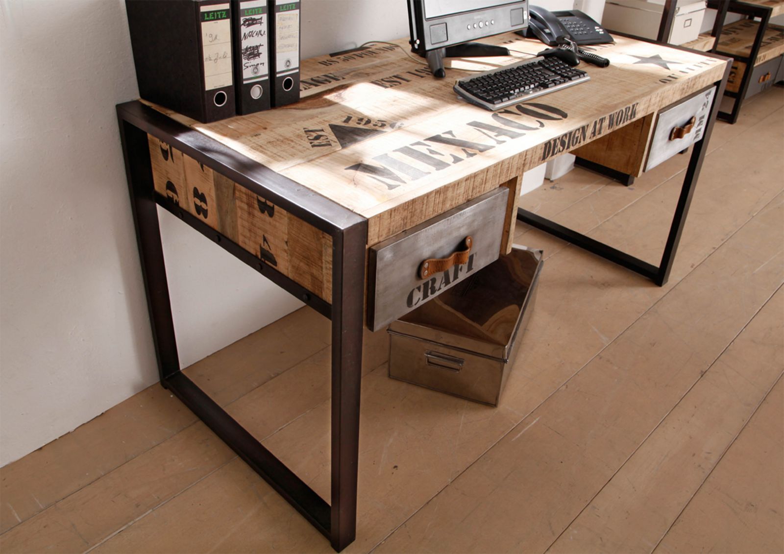 scrivania in legno di Legno riciclato 135x50x80 multicolore laccato  INDUSTRIAL #43