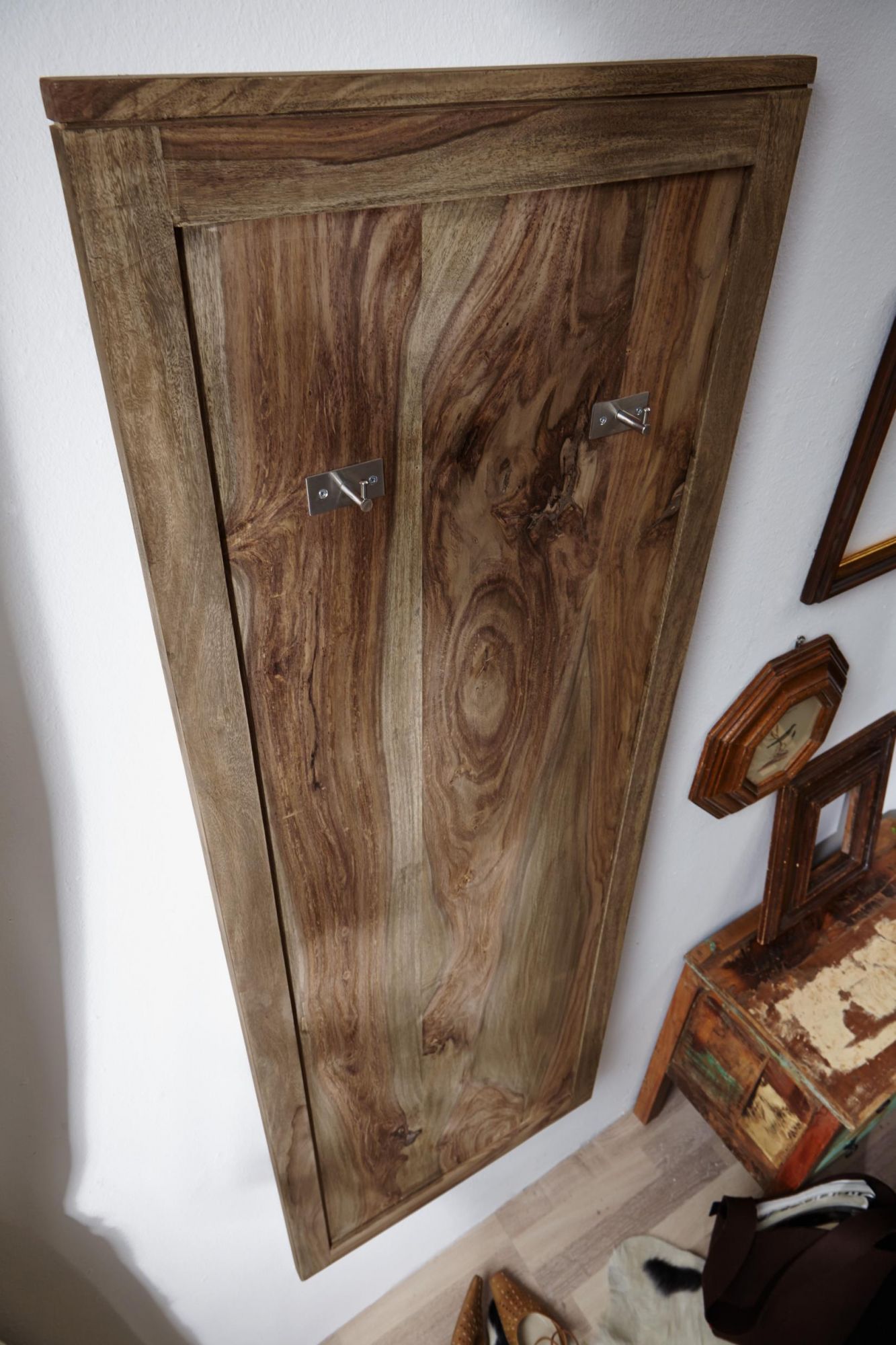 NATURE GREY #97 Scarpiera in legno di sheesham - oliato / grigio 80x41x160