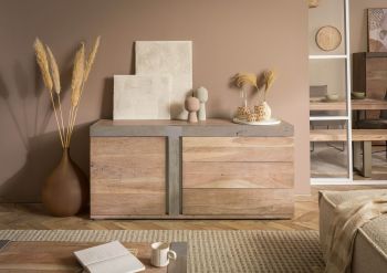 credenza in legno di Acacia 145x42x75 Acacia naturale laccato MOSAYK #106